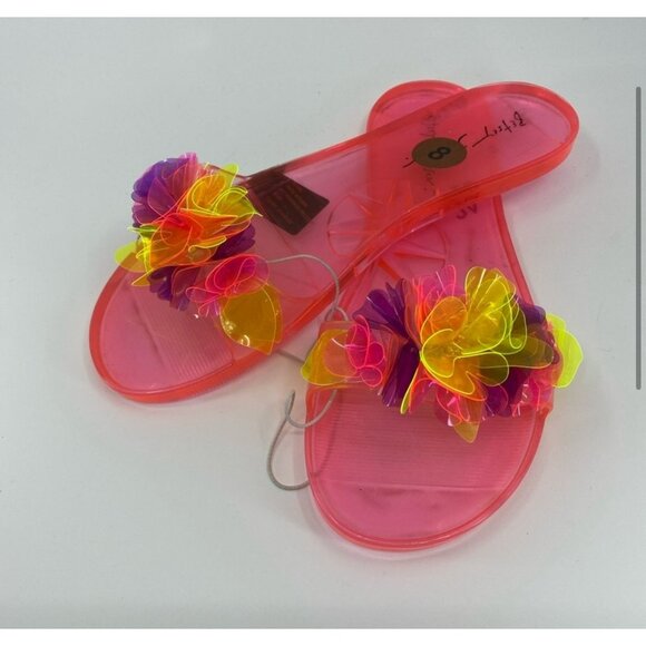 Betsy Johnson Womens Size 7 Pink Slide Sandals With Floral Detail - Picture 1 of 4